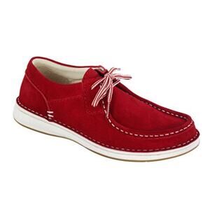 Birkenstock Pasadena Loafers Moccasin Red Suede Leather Lace Up Shoe NEW Size 43